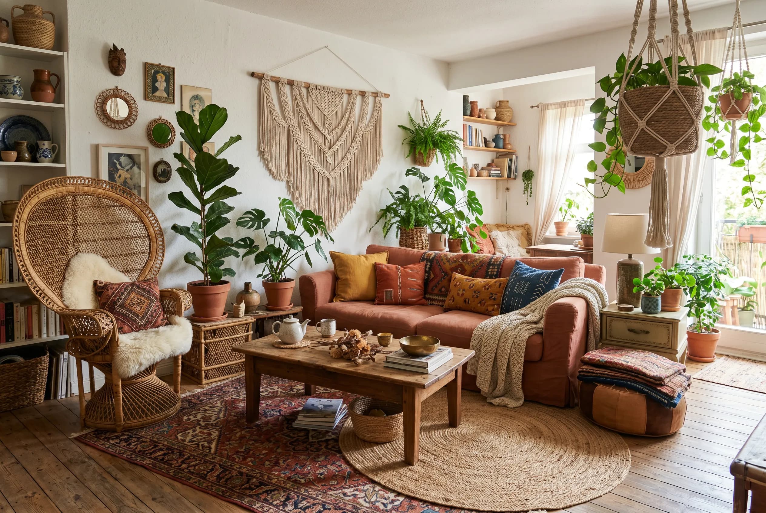 Boho interior design — an example room styled by InteriorLab