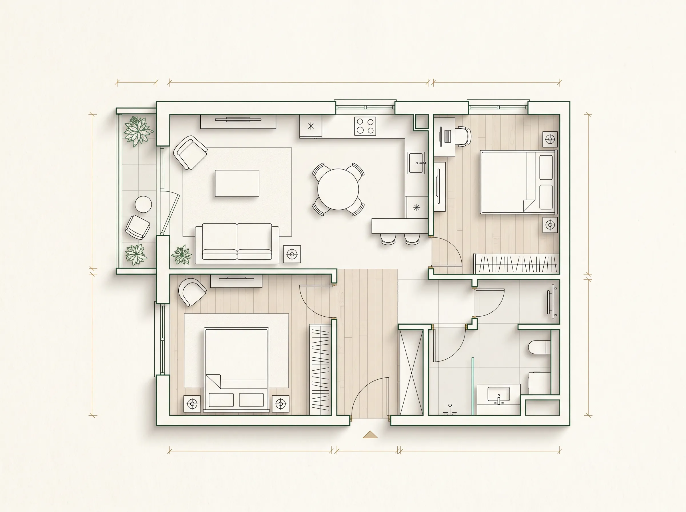 2D architectural floor plan of an apartment
