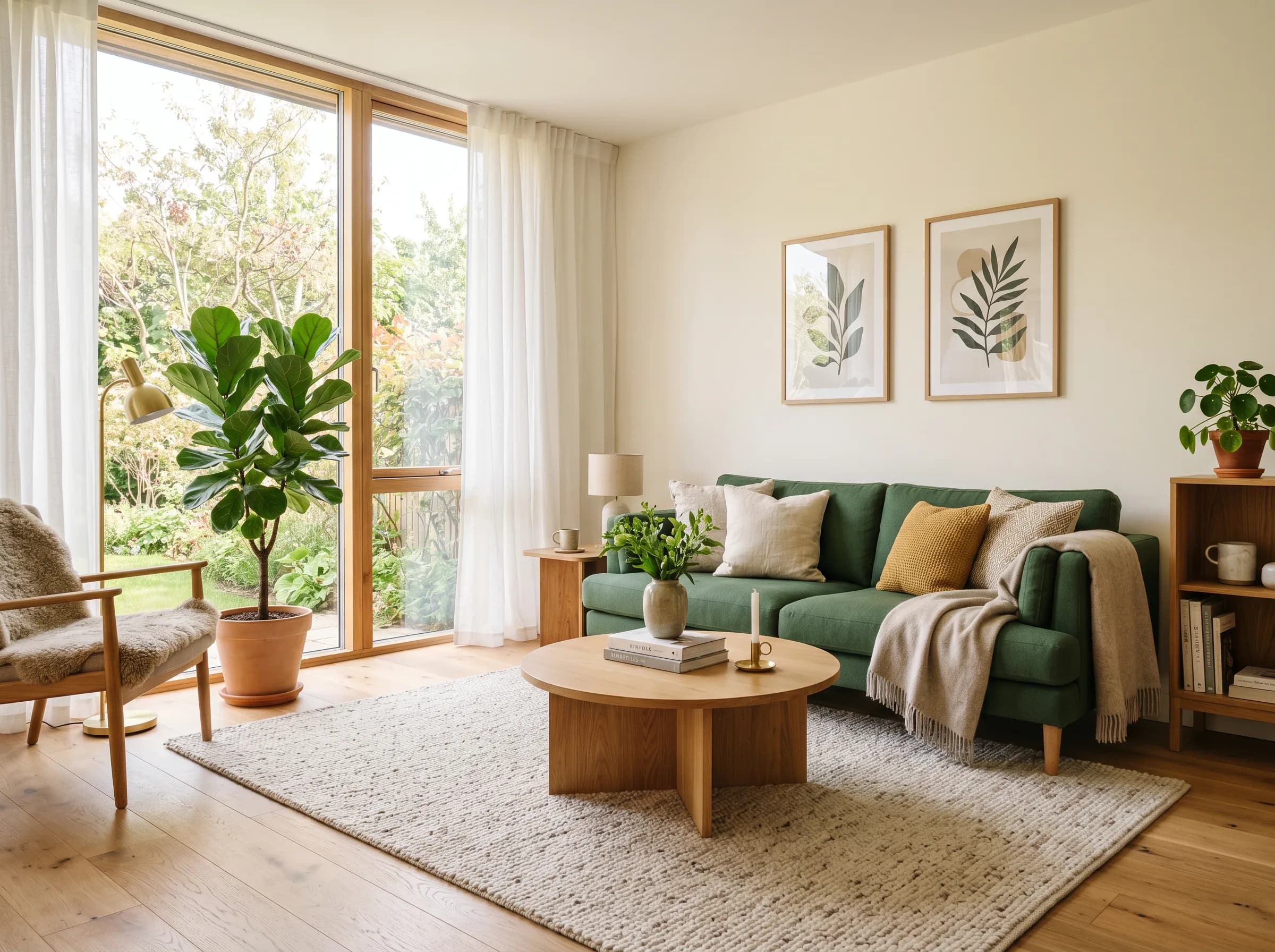 Living room with the sofa against the right wall