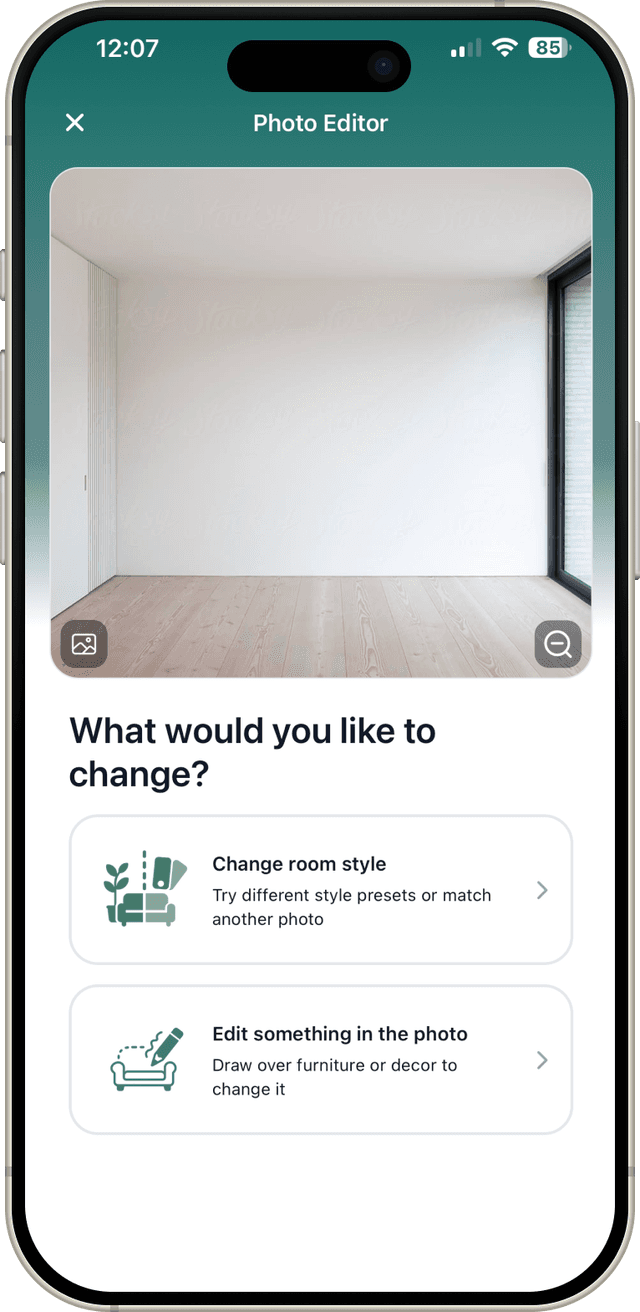 Select action screen