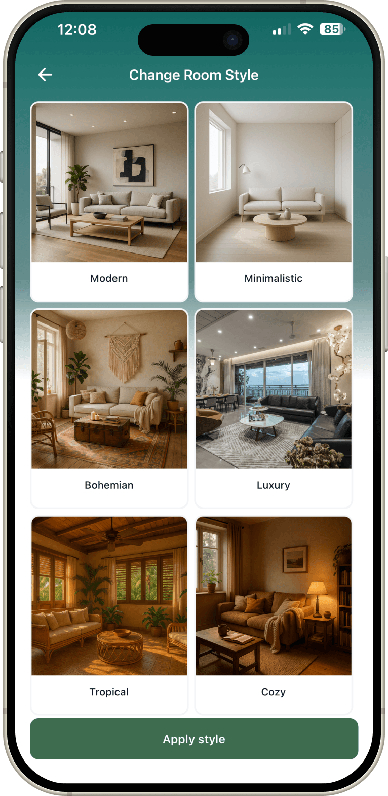 InteriorLab app main screen